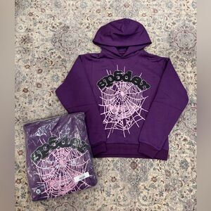 Purple Rhinestone Spider Hoodie